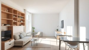 Apartament mic amenajat inteligent pentru a părea mai mare.